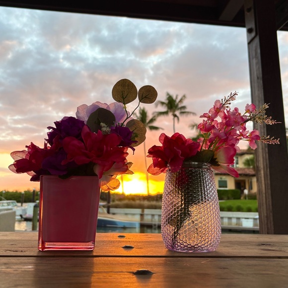 Purple Glass Bouquet Vase Lavender Honeycomb Decor Y2K Flower Accessory Birthday - Picture 11 of 13